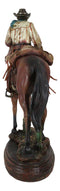 Western Desert Cowboy On Saddleback Brown Stallion Horse By Cactus Figurine