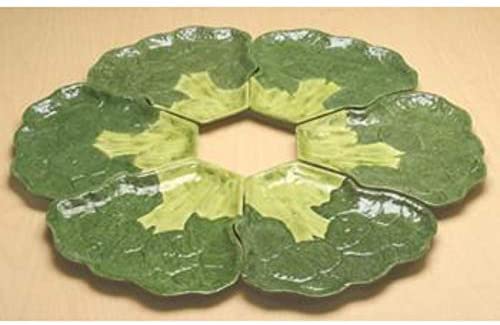 Ebros Ceramic Broccoli Steak Shaped Serving Plates or Dish Platters Set Of 6