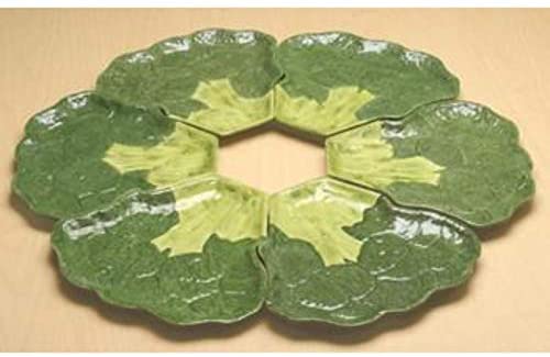 Ebros Ceramic Broccoli Steak Shaped Serving Plates or Dish Platters Set Of 6