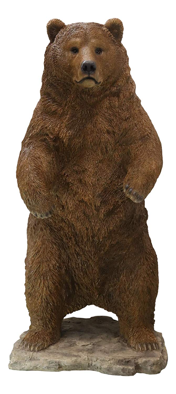 Ebros Giant Size Forest Wildlife Realistic Standing Brown Grizzly Bear Statue More Than 4' Feet Tall Rustic Cabin Lodge Hunter Decor Bears Figurine Gallery Quality Home and Patio Decorative Sculpture