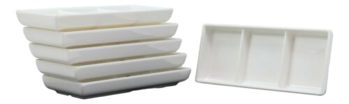 White Jade Melamine Condiments Soy Sauce 3 Partitions Dipping Bowls Dishes Set 6