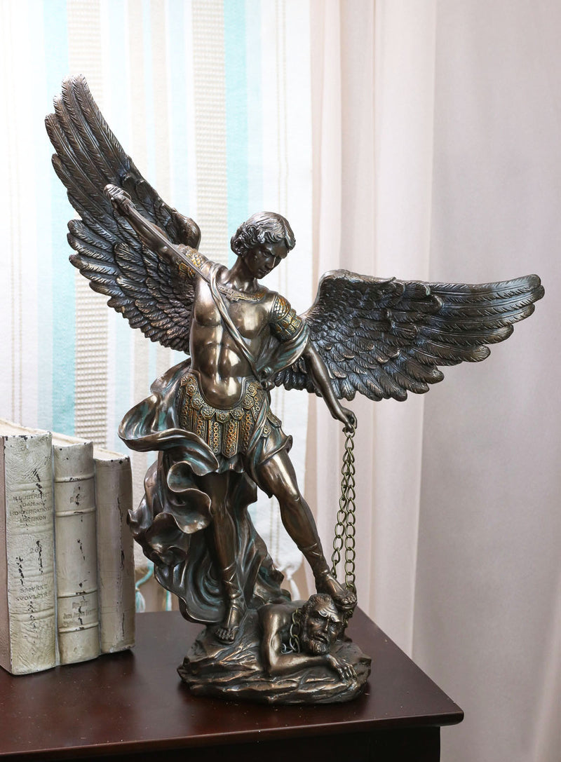 Ebros Large 20"H Guardian Archangel Saint Michael Slaying Lucifer Statue Guido Reni