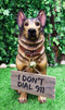 Faithful Collared German Shepherd Guard Dog Large Figurine Holding Sign Statue