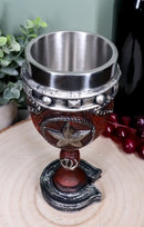 Western Stars And Horseshoes Floral Scroll In Faux Tooled Leather Wine Goblet