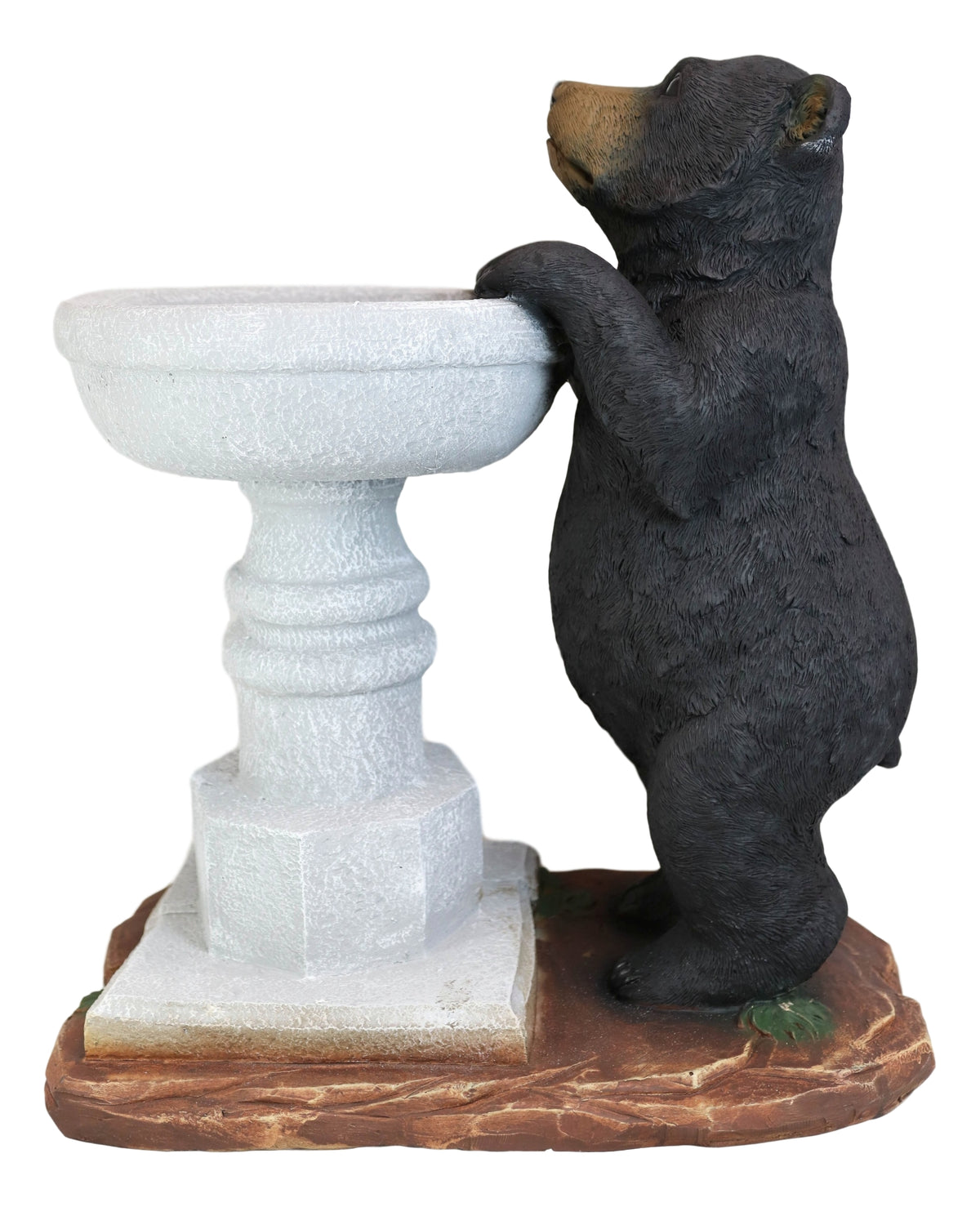 Rustic Black Bear by Wishing Fountain Bird Feeder Or Bath Garden Statue 27"H