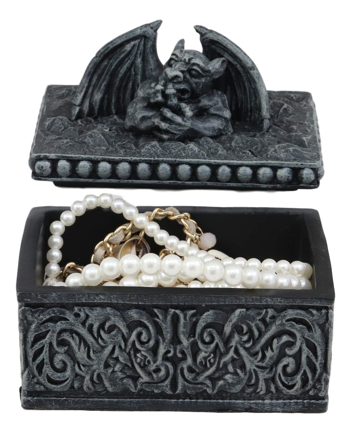 Ebros Gothic Stone Trapped Le Penseur Thinker Gargoyles Notre Dame Jewelry Box - Ebros Gift
