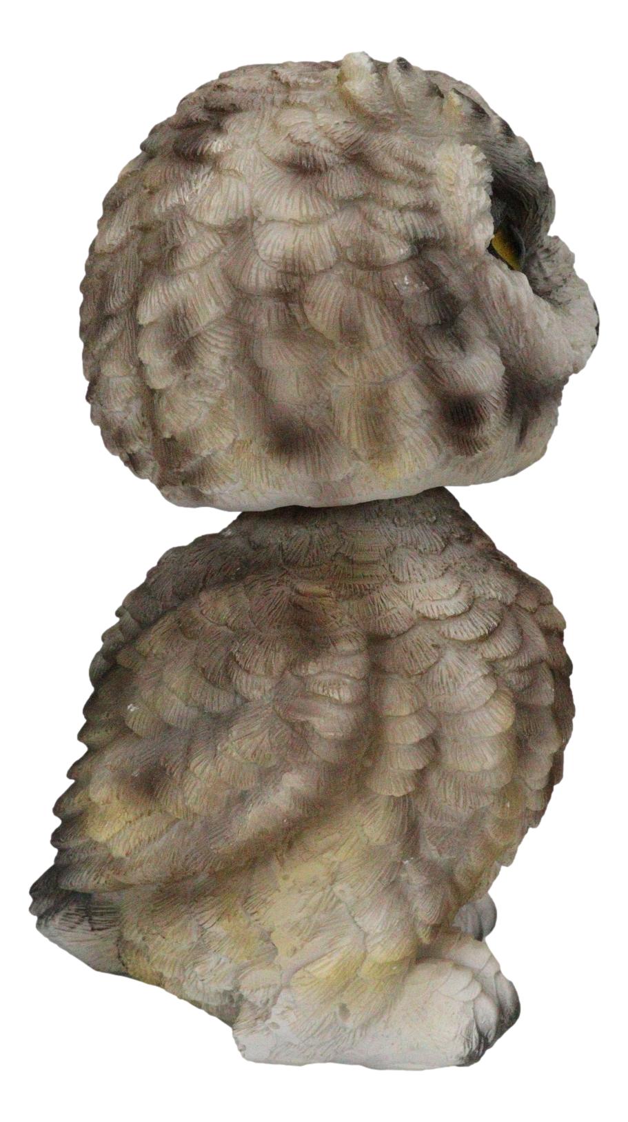 Adorable Chibi Brown Great Horned Owl Standing Bobblehead Figurine Bird Decor