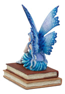 Ebros Amy Brown Pretty Blue Moon Scholar Book Muse Fairy Statue 6.5"Tall Fantasy Decor