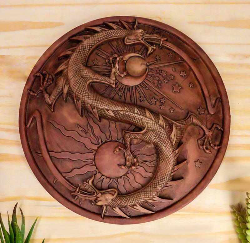 Ebros Maxine Miller Double Dragon Alchemy in Robust Yin Yang Astrology Wall Plaque