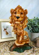 Ebros African Safari Lion Bust Statue 9"H Lion King Pride Rock Faux Wood Resin