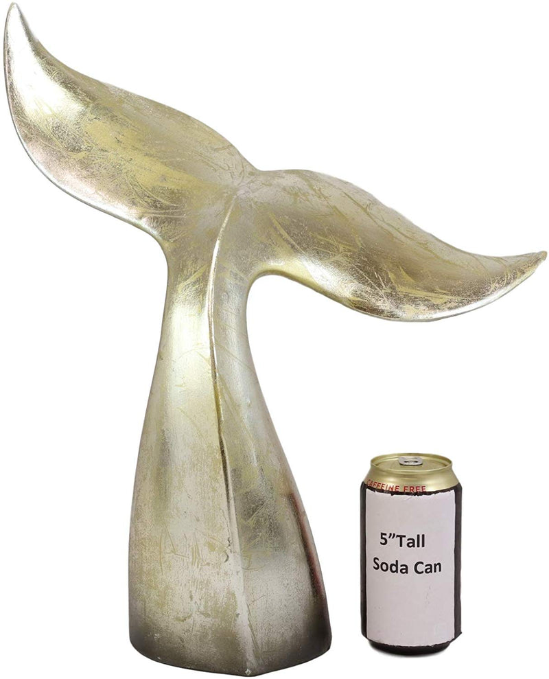 Ebros Nautical Coastal Marine Large Baleen Humpback Whale Tail Museum Gallery Design Statue 16.25" H in Rustic Gold Antique Finish Sea Life Decorative Office Library Shelf Desktop Decor Figurines