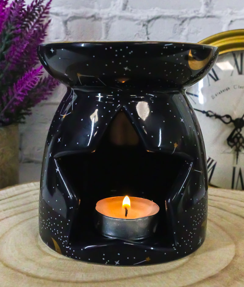 Wicca Purple Constellation Stars And Moon Purple Essential Oil Burner Wax Warmer
