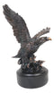 Wings of Glory Bald Eagle Swooping Over Stormy Ocean Waves Electroplated Statue