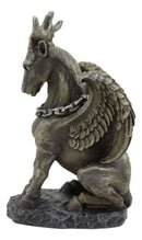 Gothic Sitting Winged Pegasus Stag Horned Gargoyle in Stoic Pose Statue 6.25"H