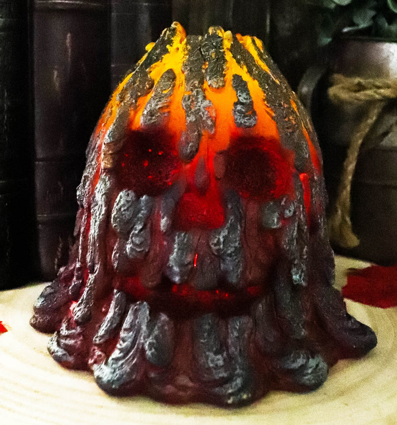 Haunted Volcano Lava Magma Fire Grinning Skull LED Night Light Lamp Figurine