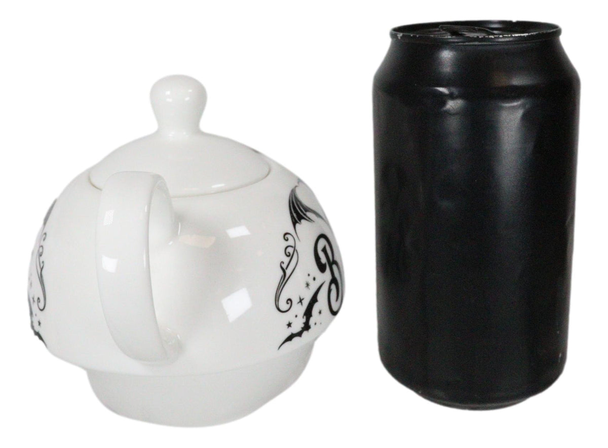 Porcelain Bat Brew Magic Cauldron Stackable Tea Pot And Cup With Saucer Set Of 3