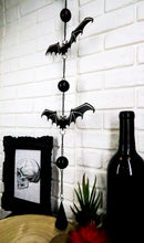 Guardian Of The Night Triple Bats Metal Beaded Wall Hanging Mobile Wind Chime