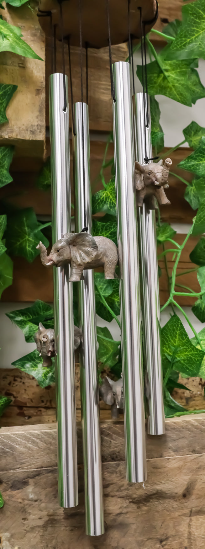 Ebros Gift Pachyderm Elephant Family Striding The Plains Resonant Relaxing Wind Chime Patio Garden Decor Decorative Figurine Noisemaker Elephants Baby Calf Safari Grasslands