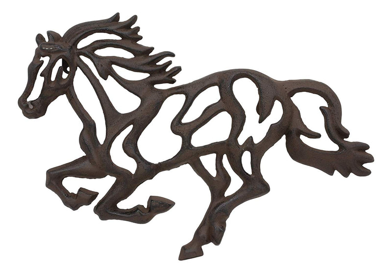 Western Running Horse Filigree Design Cast Iron Metal Wall Decor Accent 14.5"W