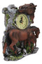 Brown Chestnut Stallion Horse Mare Stallion And Foal Family Desktop Table Clock