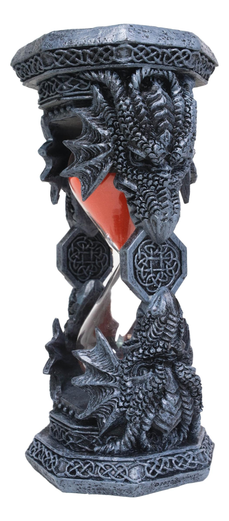 Octagonal Gothic Celtic Knotwork Invertible Dragon Heads Sand Timer Figurine