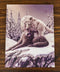 Frozen Tundra Wildlife Snow Kisses Wolf Couple Wood Framed Canvas Wall Decor