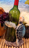 Ebros Nautical Blue Sea Turtle Wine Bottle Holder Caddy Figurine 7.5" High