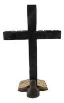 Silver Scroll Filigree Pattern Believe Standing Cross Desktop Plaque Figurine