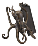 Ebros Aluminum Nautical Ocean Giant Sea Octopus Chef Holding Cutlery and Menu Board Statue 11.25" Tall Coastal Beach Kraken Home Kitchen and Dining Countertop Table Decor Sculpture