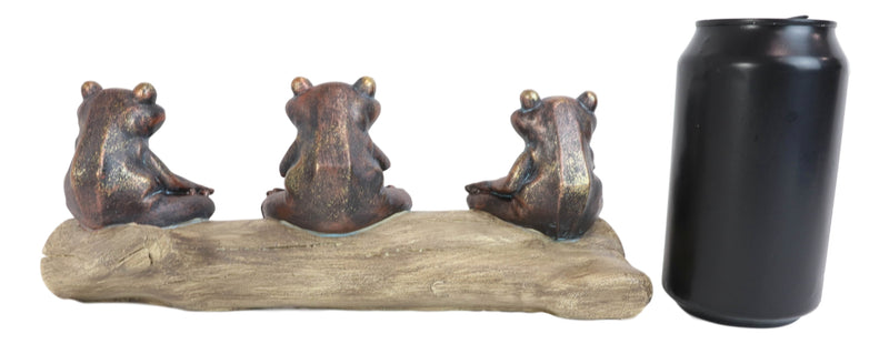 Zen Feng Shui Koan Of The Frog Meditating Buddha Yoga Frogs Trio On Log Statue