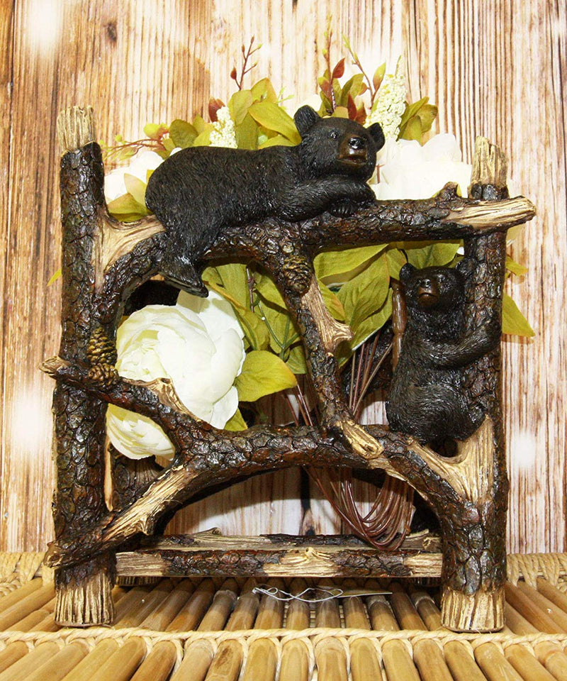 Ebros Rustic Decor 3 Chilling Black Bears Up A Tree Magazine Rack Stand Holder Organizer 11.75" Wide Frolicking Bear Family Hanging On Branches Cabin Lodge Country Mountain Side Cottage Homes