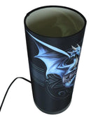 Anne Stokes Gothic Blue Dragon Duo With Celtic Cross Table Column Shade Lamp 11"