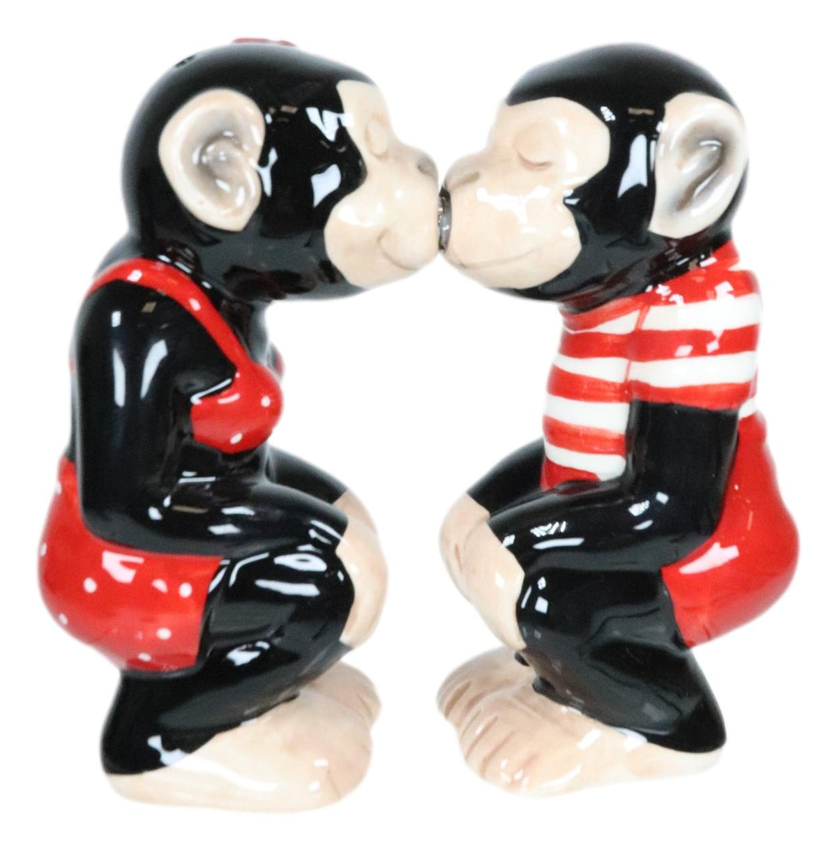 Circus Carnival Red Monkeys Chimpanzees Couple Ceramic Salt Pepper Shakers Set