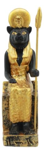 Egyptian Solar Lioness Goddess Sekhmet On Throne Dollhouse Miniature 3"H