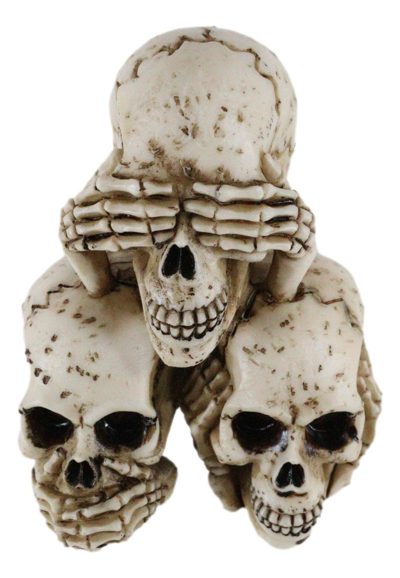 Stacked See Hear Speak No Evil Skulls Figurine Halloween Skeleton Decoration