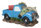 Buck Deer With Rifle In Blue Pick Up Truck With Tied Up Hunter On Hood Figurine