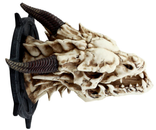 Large Chained Horned Dragon Skull Wall Trophy Decor Saint George Slain Dragon