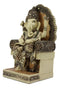 Ebros 11.25"Tall Hindu Ganesha Sitting On Royal Throne With Tiny Mouse Statue - Ebros Gift