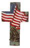 Patriotic Battlefield Kneeling Soldier In Prayer With American Flag Wall Cross