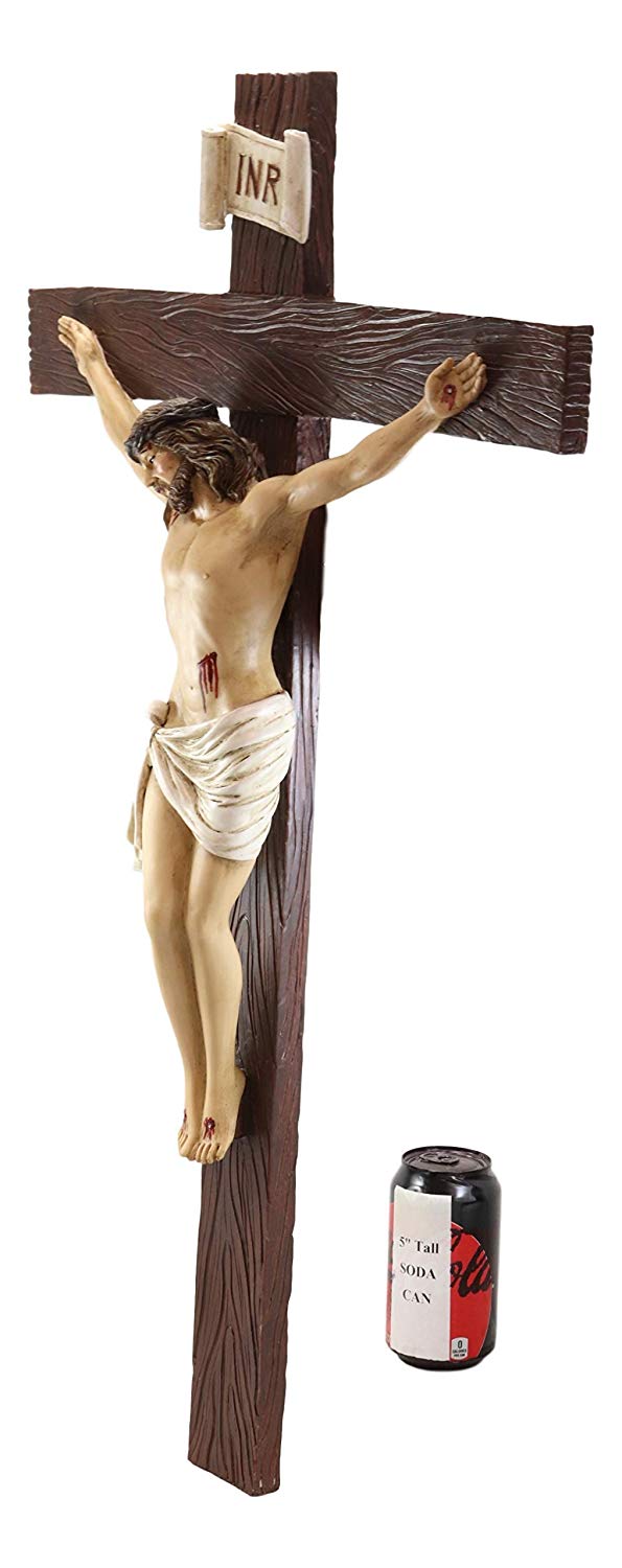 Ebros Large 30" Tall INRI Jesus Christ On The Cross Wall Hanging Crucifix Plaque - Ebros Gift