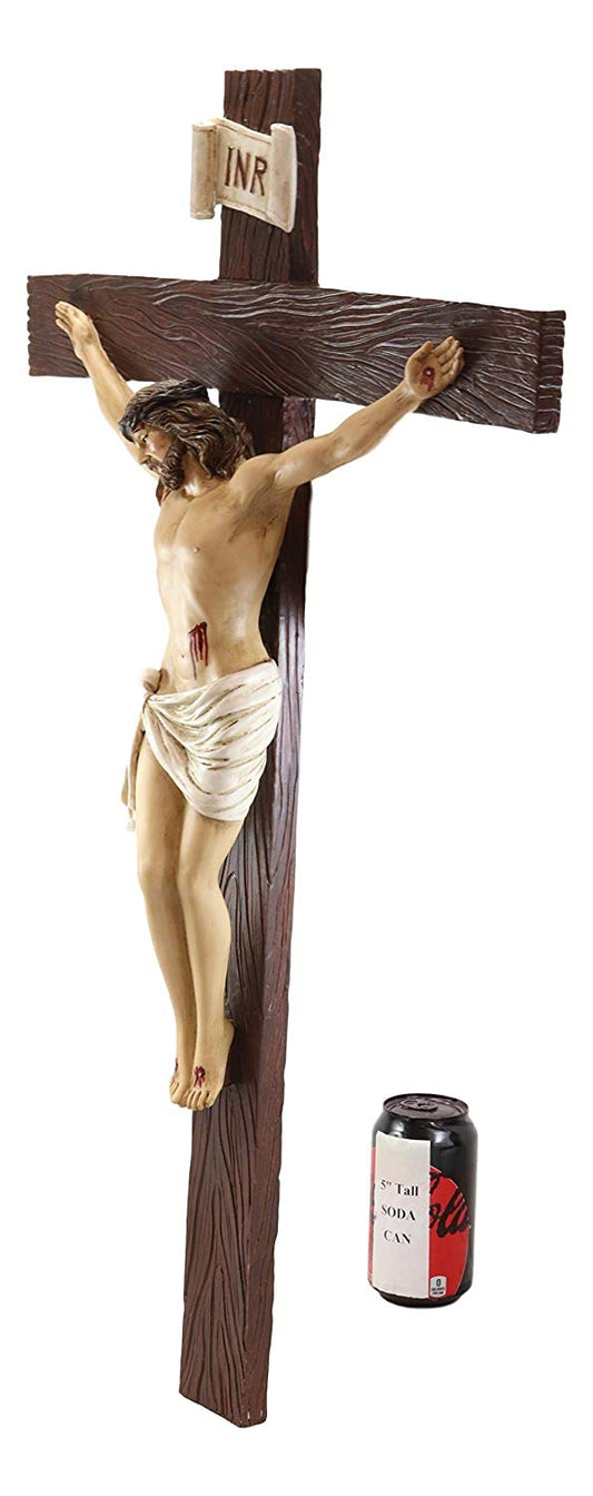 Ebros Large 30" Tall INRI Jesus Christ On The Cross Wall Hanging Crucifix Plaque - Ebros Gift