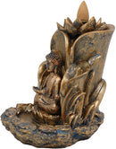 Ebros Meditating Buddha Gautama Amitabha Sitting On Lotus Backflow Cone Incense Burner 5.25"H