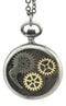 Steampunk Scythe And Gears Clockwork Design Round Pewter Necklace Alloy Pendant