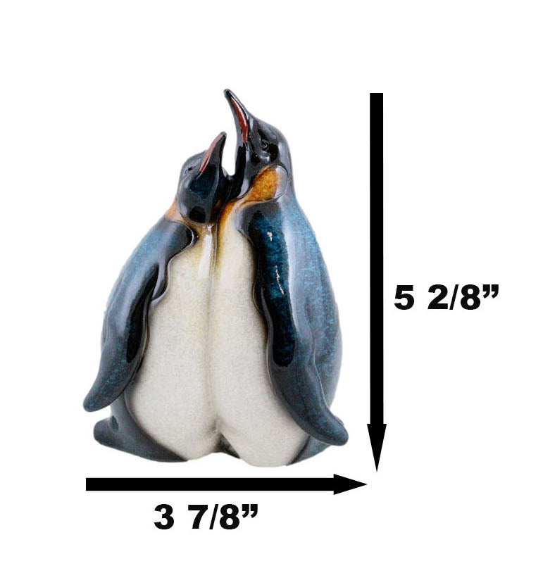 South Pole Family Emperor Penguins Mom and Dad Couple Hug Time Decor Figurine