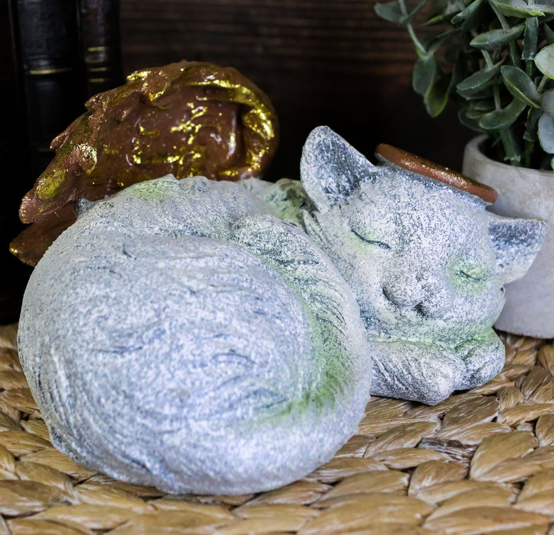 Pet Memorial Angel Cat Sleeping Cremation Urn Statue Bottom Load 30 Cubic Inch