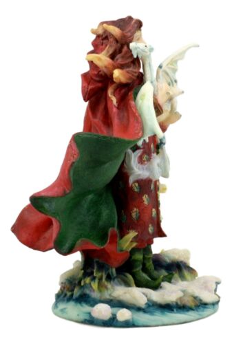 Frost Moon Dragon Winter Fairy Statue 7.5"H Decorative Mythical Fantasy Figurine