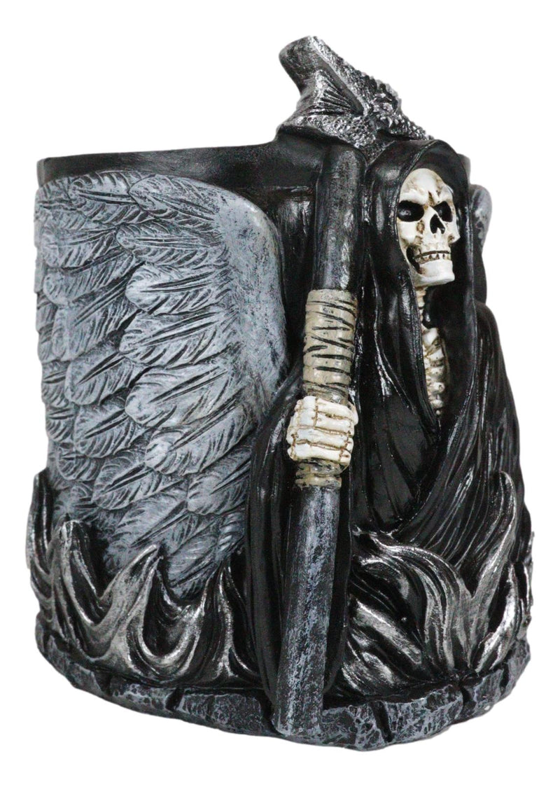 Ange Winged Grim Reaper With Scythe Pen Stationery Make Up Brush Holder Figurine