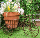 21"L Rustic Verdigris Metal Vintage Tricycle Flower Pot Planter Holder Statue