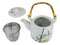 Ebros Japanese Yellow Cherry Blossom Sakura Blossoms Ceramic Tea Pot & 4 Cups