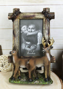 Country Rustic Buck Deer Stag Antlers Faux Barnwood Easel Picture Frame 4"X6"